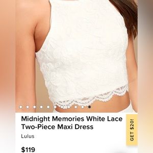 Lulus Midnight Memories White Lace Two-Piece Maxi Dress